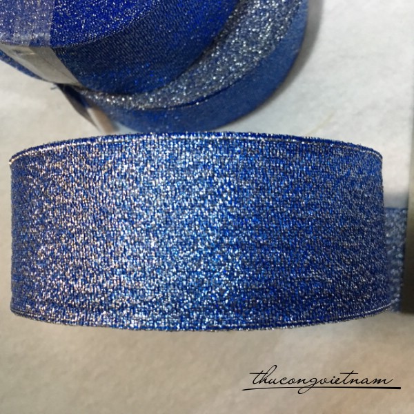 Ruy băng kim tuyến màu xanh dương bản 4cm